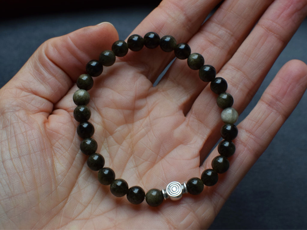 Bracelet d'intention - Ancrage solaire (Obsidienne dorée)