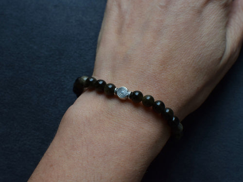 Bracelet d'intention - Ancrage solaire (Obsidienne dorée)