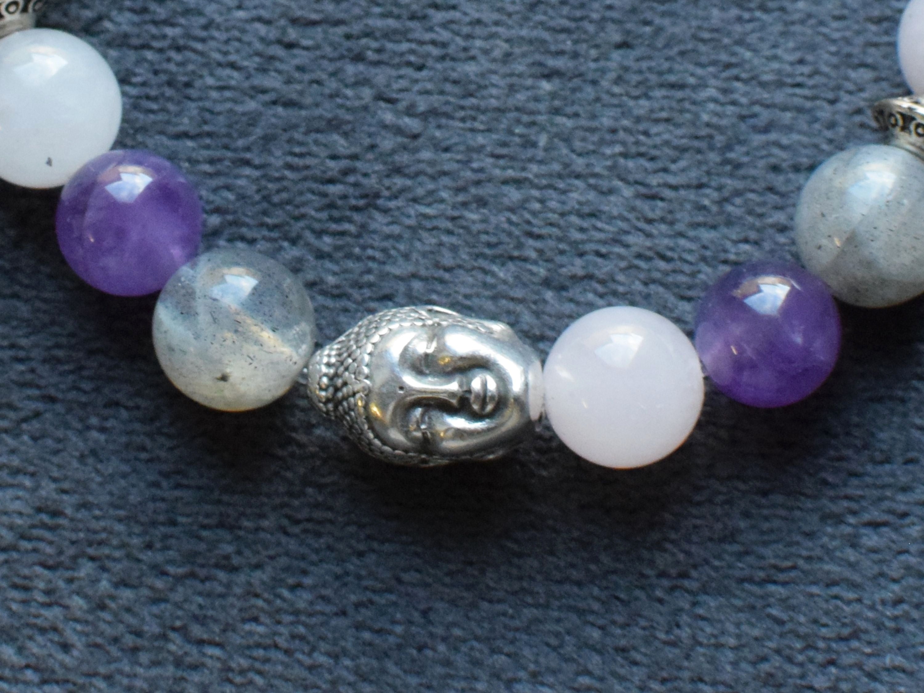 Bracelet d'intention - Sérénité sacrée (Labradorite, quartz rose, améthyste)