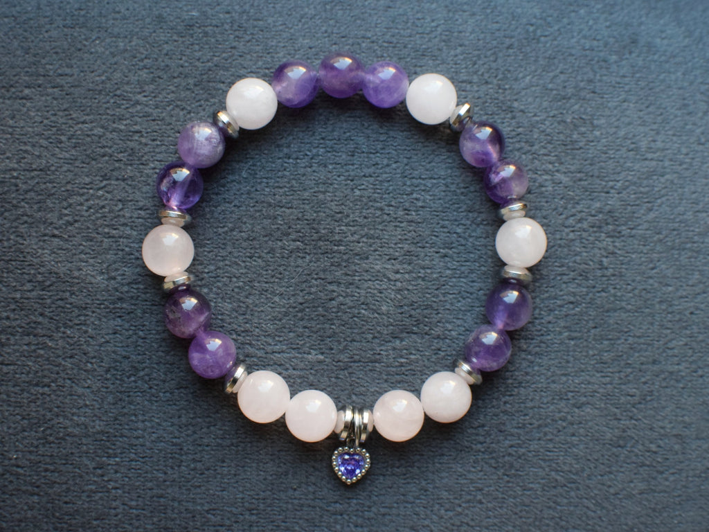 Bracelet d'intention - Eclat de tendresse (Quartz rose & Améthyste)