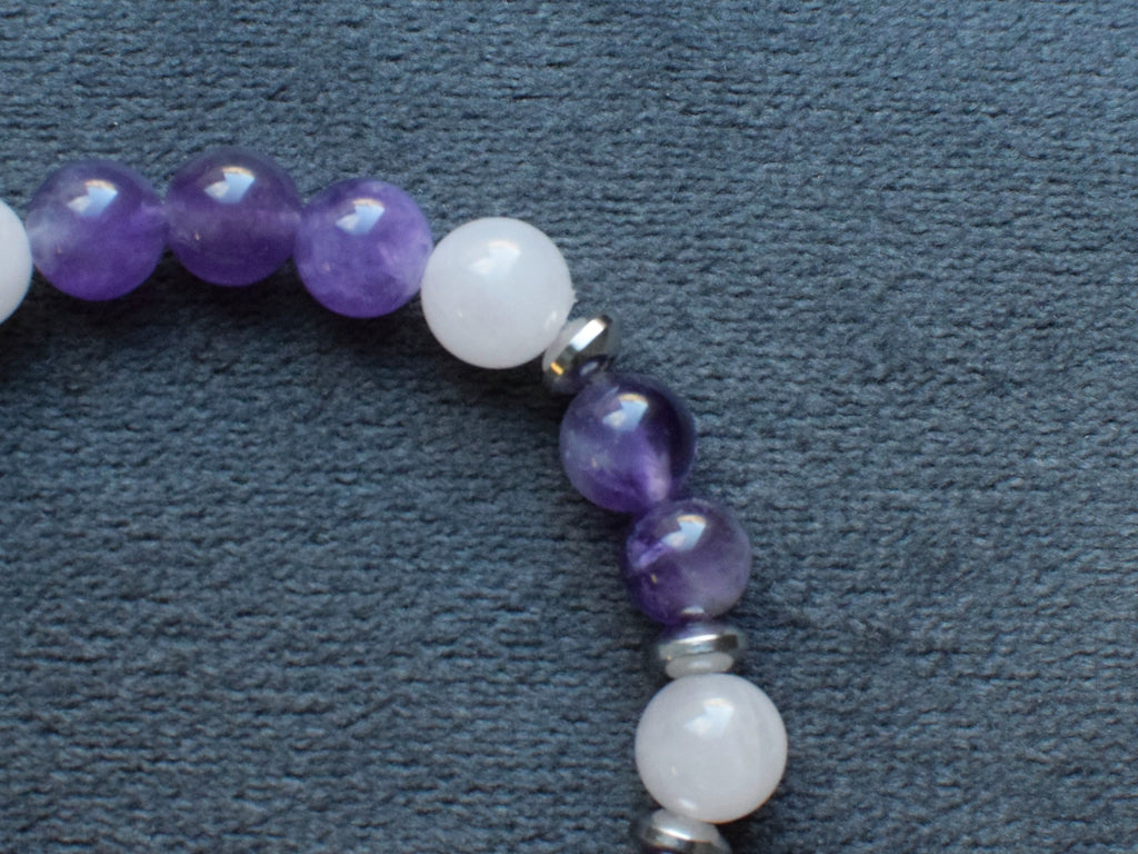 Bracelet d'intention - Eclat de tendresse (Quartz rose & Améthyste)