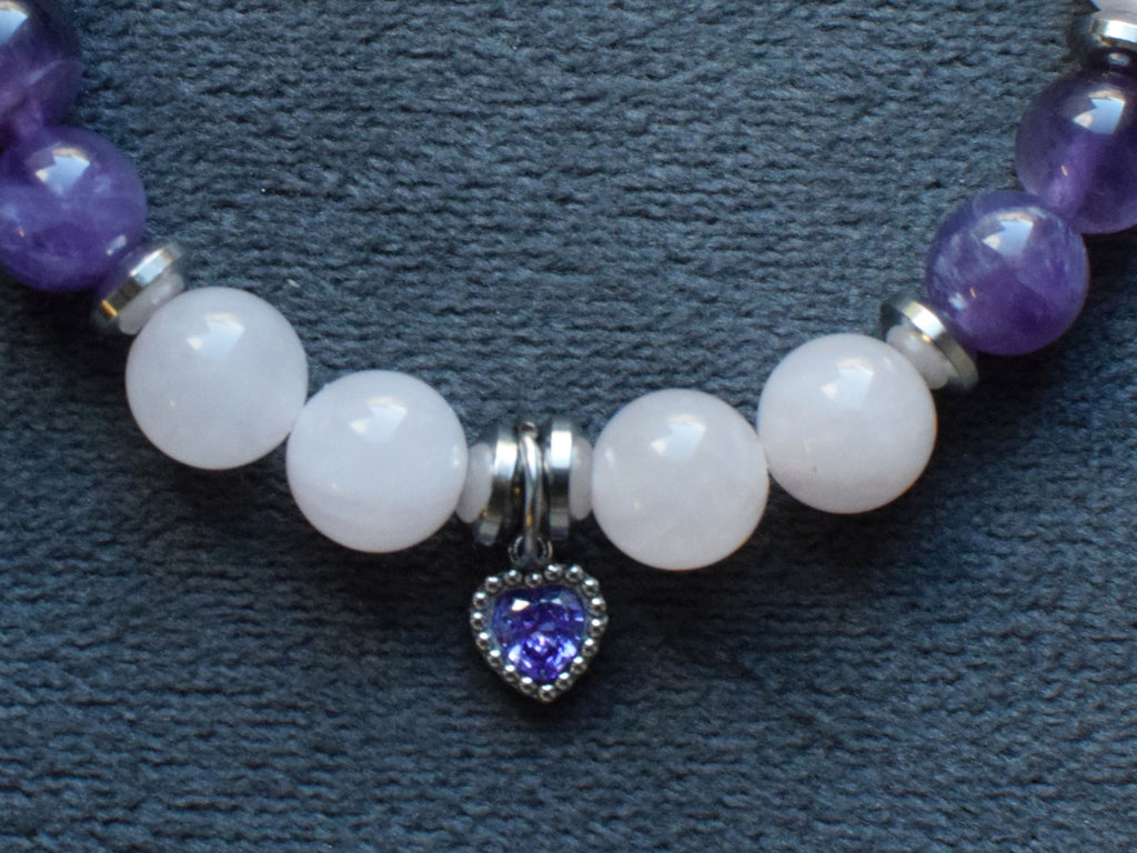 Bracelet d'intention - Eclat de tendresse (Quartz rose & Améthyste)