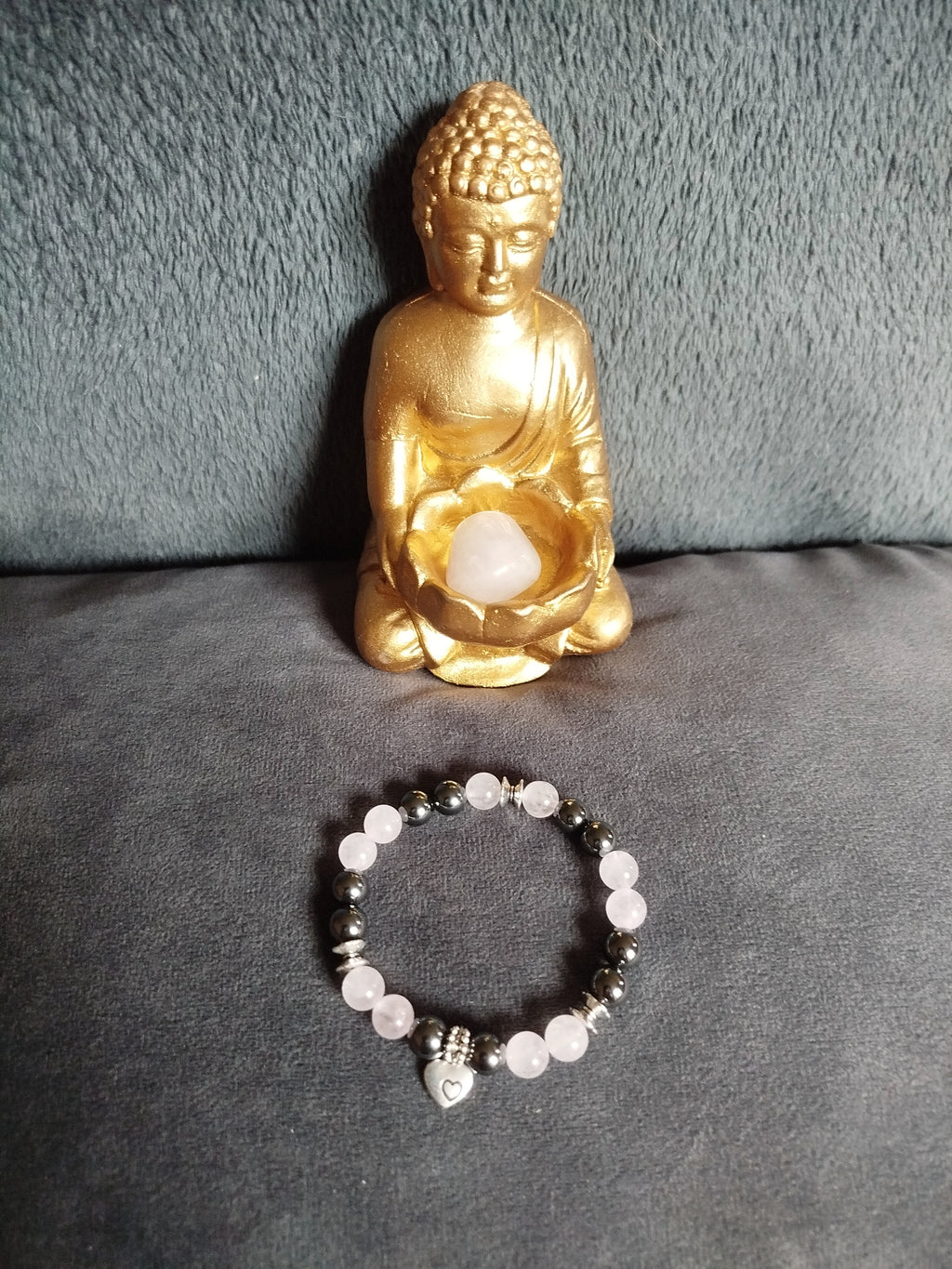 Bracelet d'intention - Lien sincère (Quartz rose & hématite)