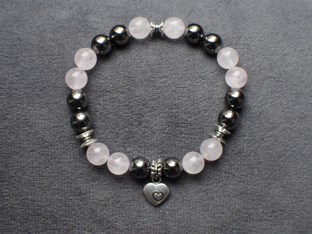 Bracelet d'intention - Lien sincère (Quartz rose & hématite)
