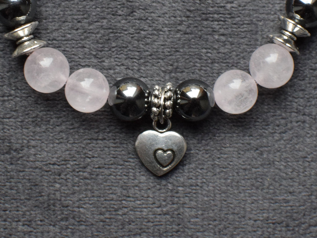 Bracelet d'intention - Lien sincère (Quartz rose & hématite)
