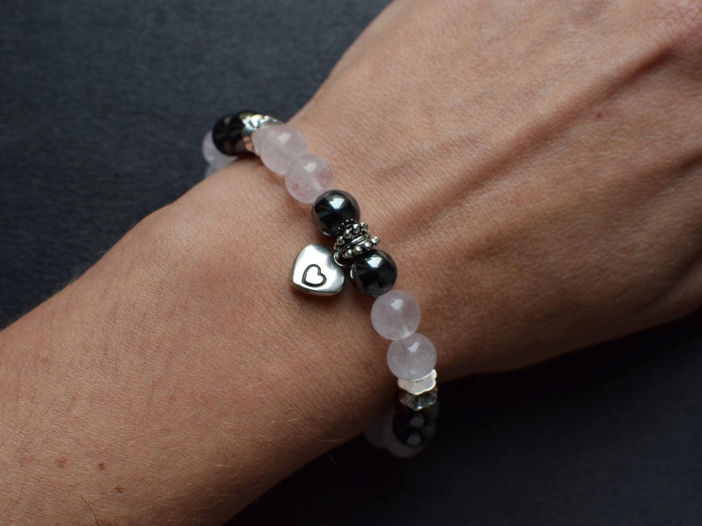 Bracelet d'intention - Lien sincère (Quartz rose & hématite)