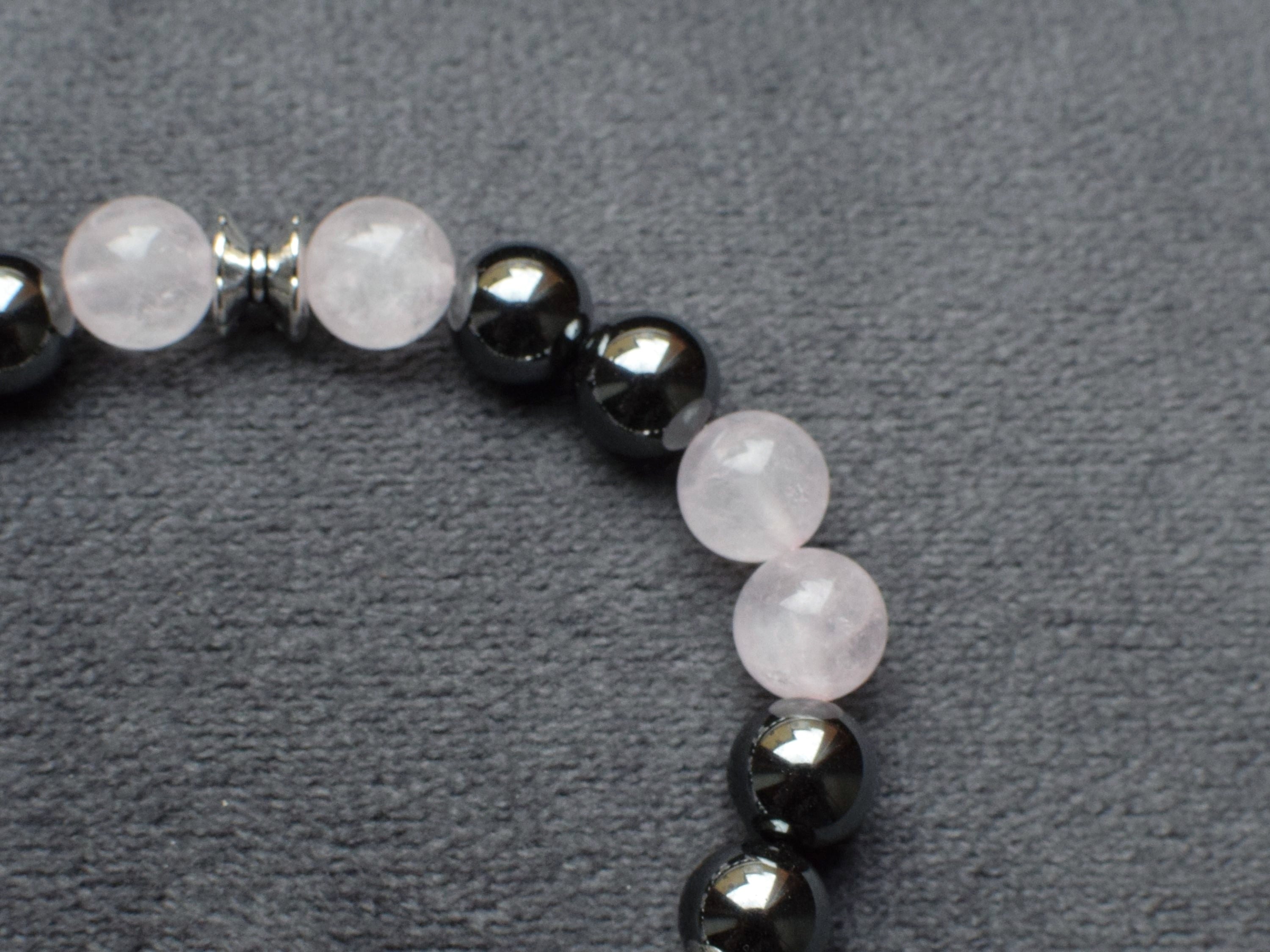 Bracelet d'intention - Lien sincère (Quartz rose & hématite)