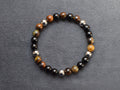 Bracelet d'intention - Force solaire (Œil de tigre & onyx noire)