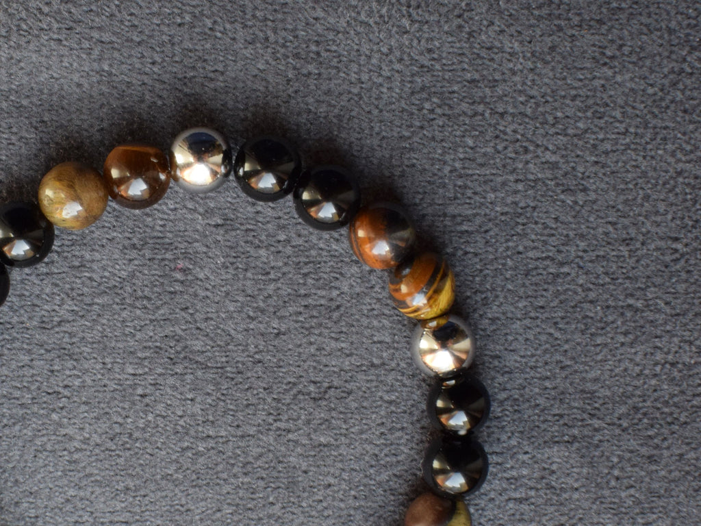 Bracelet d'intention - Force solaire (Œil de tigre & onyx noire)
