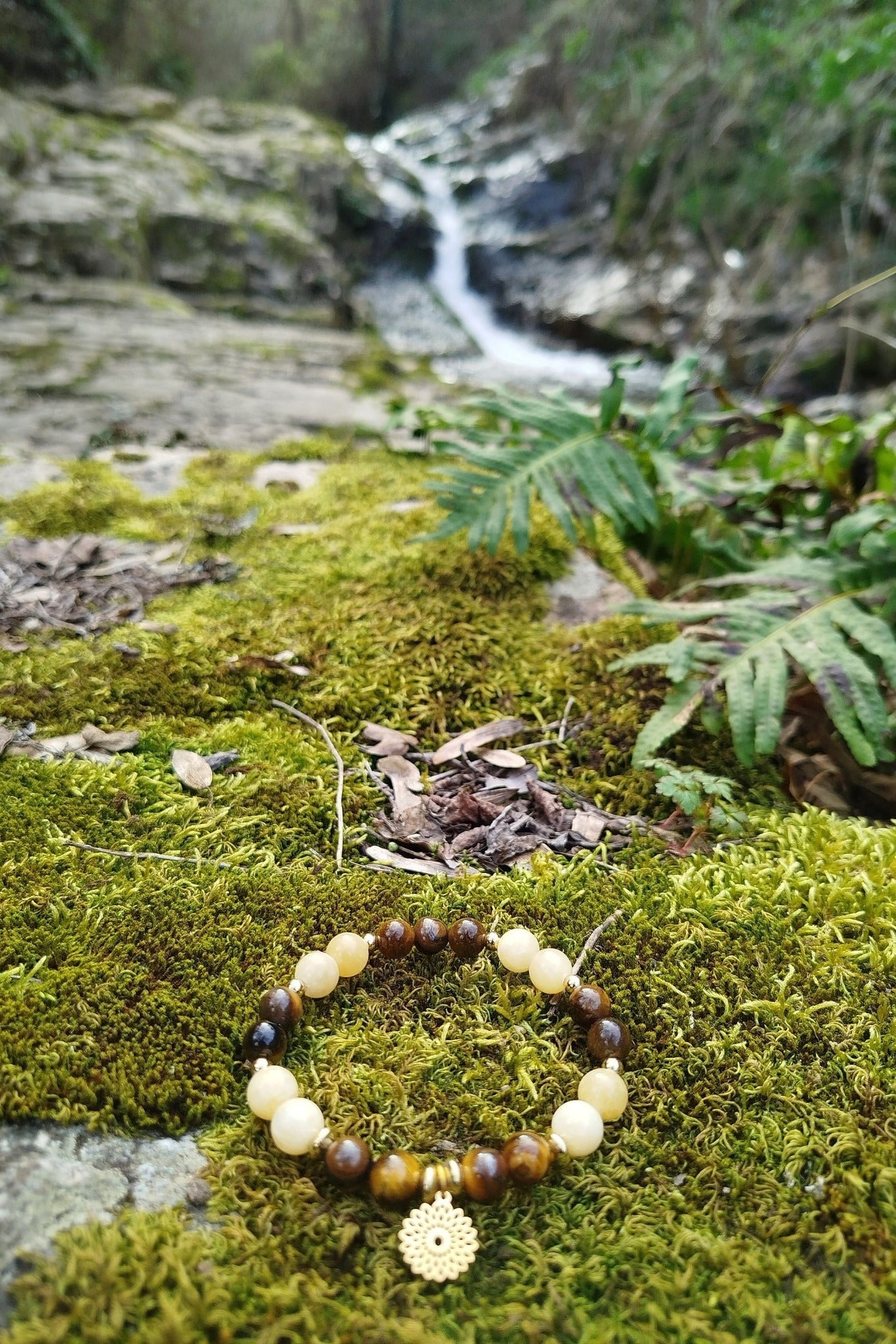 Bracelet d'intention - Equilibre solaire (Œil de tigre & Calcite orange)