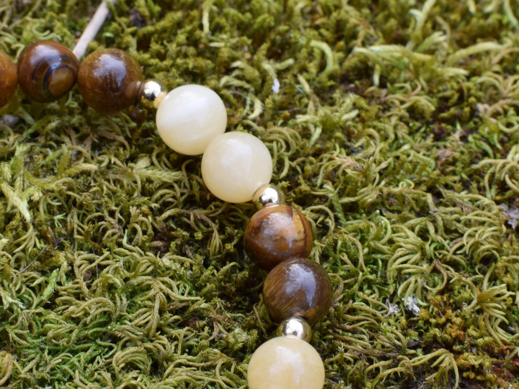 Bracelet d'intention - Equilibre solaire (Œil de tigre & Calcite orange)