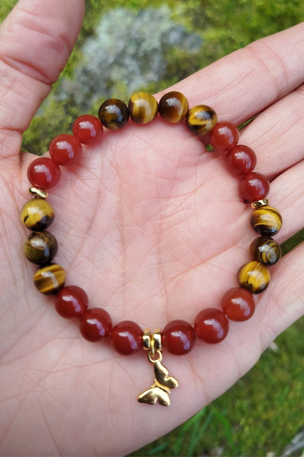 Bracelet d'intention - Élan de Vie (Cornaline & Œil de tigre)