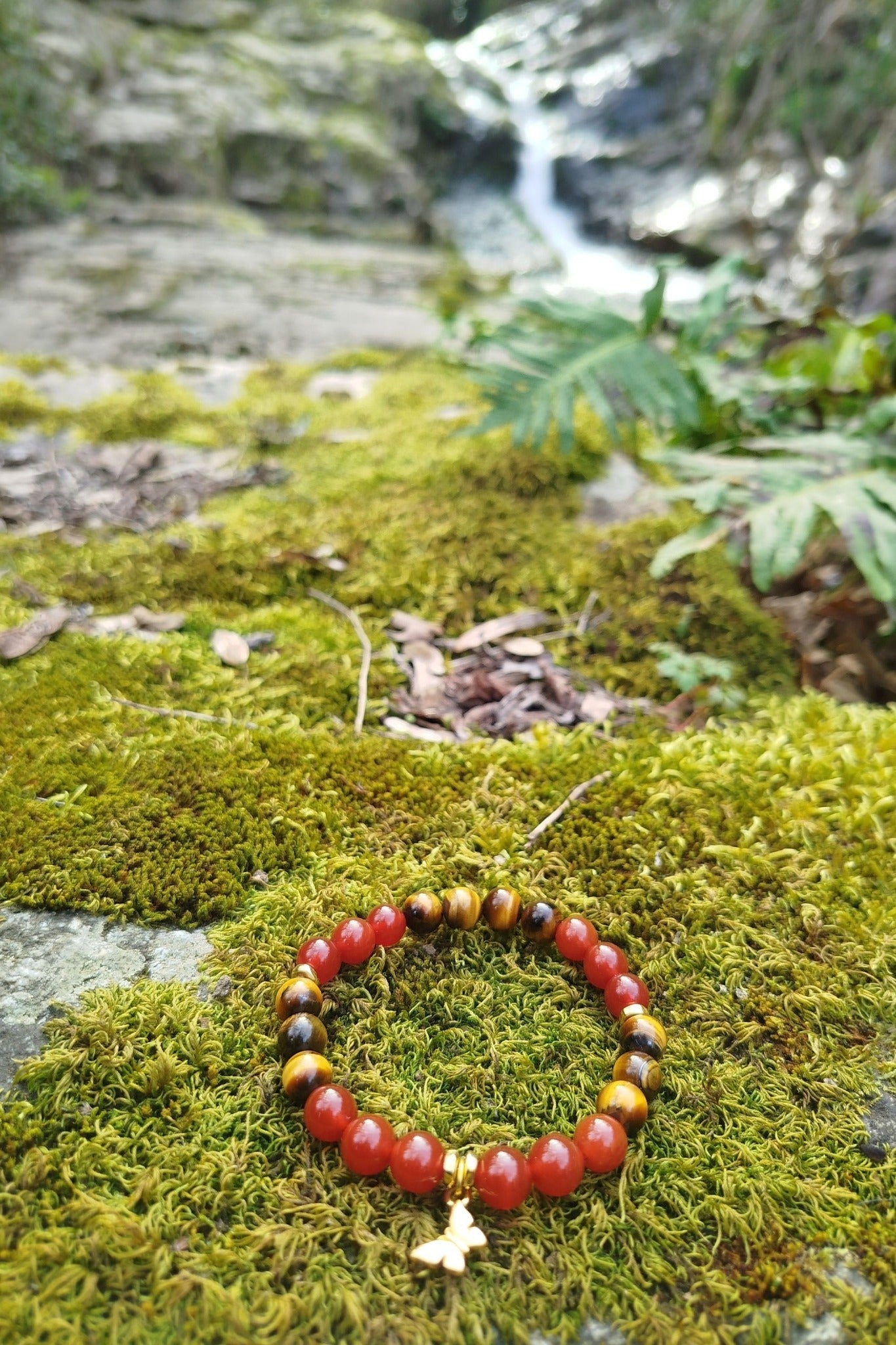 Bracelet d'intention - Élan de Vie (Cornaline & Œil de tigre)