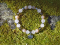 Bracelet d'intention - Voile de lune (quartz rose, quartz fumé & pierre de lune multicolore)