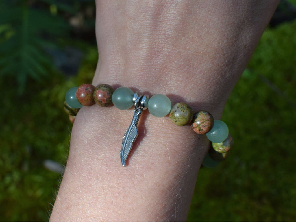 Bracelet d'intention - Harmonie sauvage (Unakite & aventurine verte)
