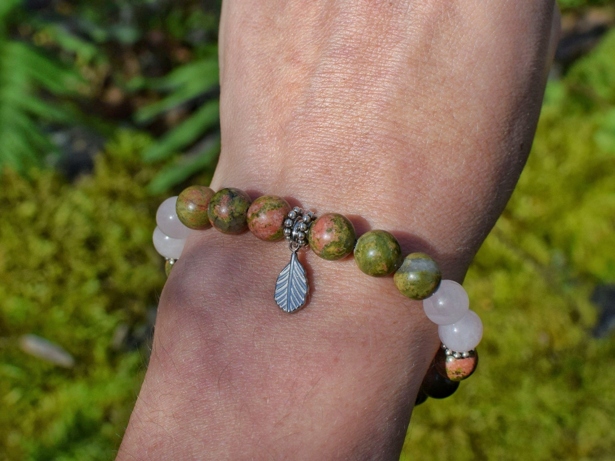 Bracelet d'intention - Sève nouvelle (Unakite & quartz rose)