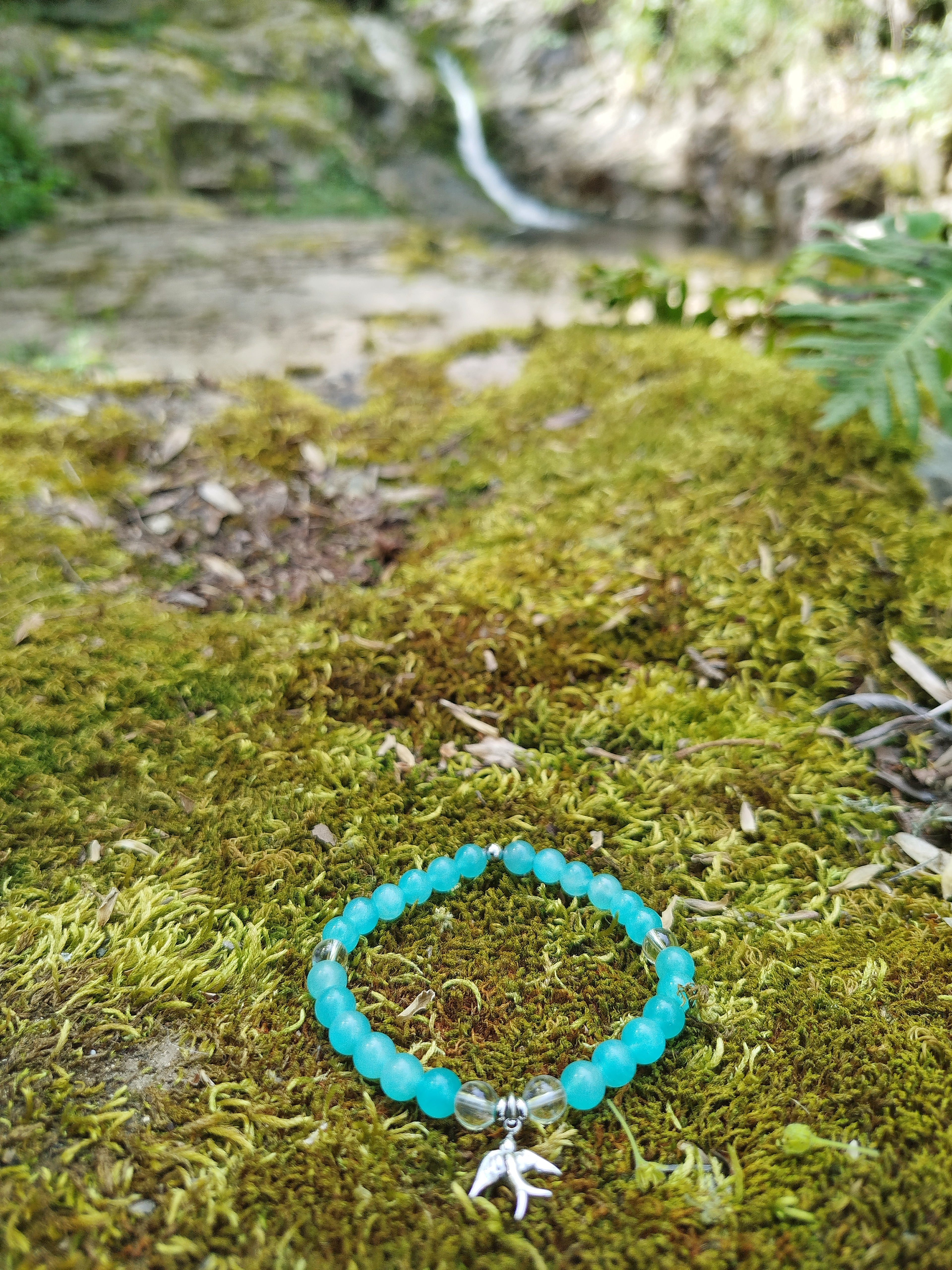 Bracelet d’intention - Libre envol (Amazonite & cristal de roche)