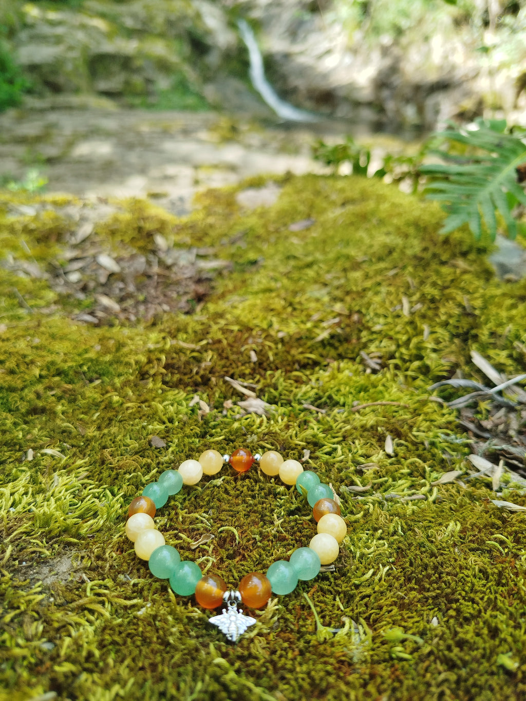 Bracelet d’intention - Ruche vivante (Aventurine, calcite orange & cornaline)