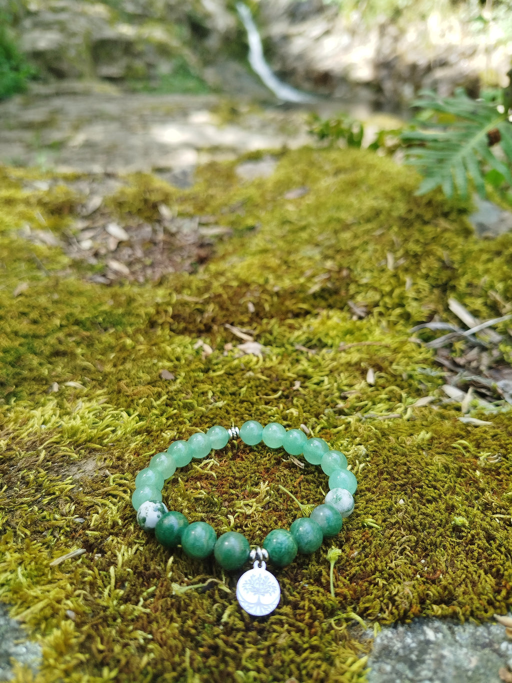 Bracelet d’intention - Vert profond (Budstone, agate arbre & aventurine verte)