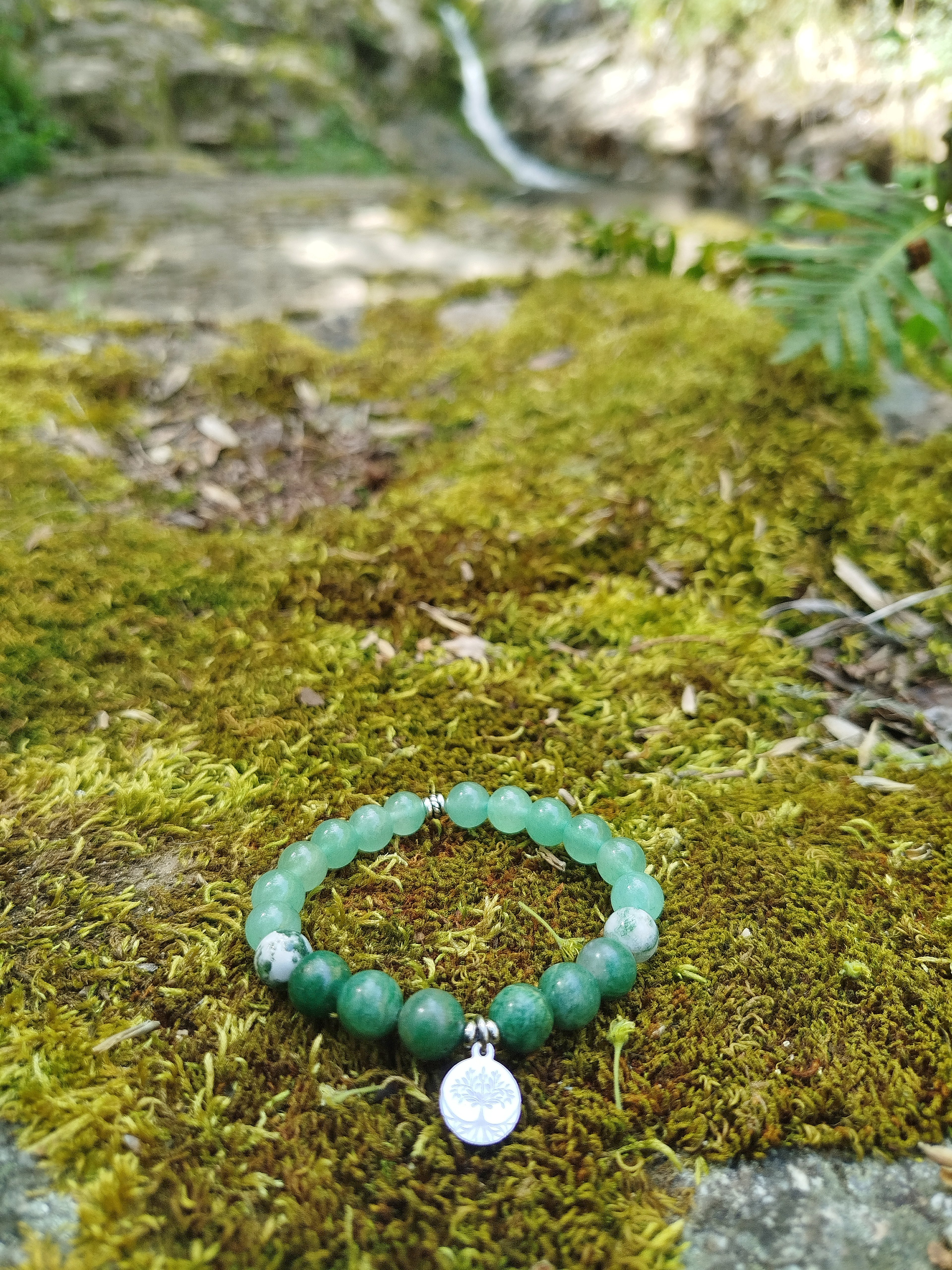 Bracelet d’intention - Vert profond (Budstone, agate arbre & aventurine verte)