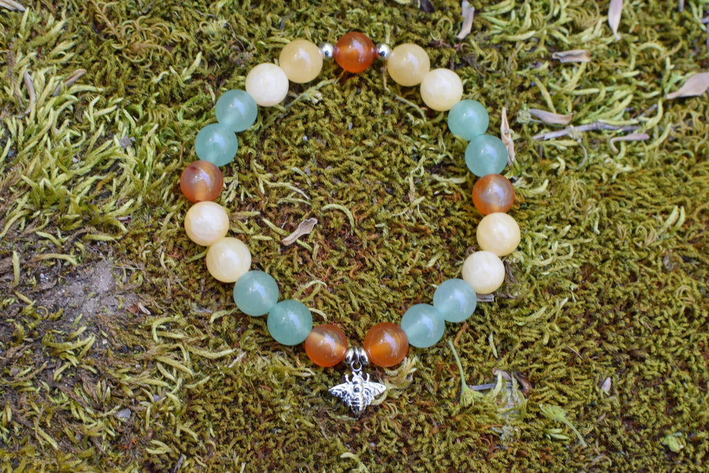 Bracelet d’intention - Ruche vivante (Aventurine, calcite orange & cornaline)