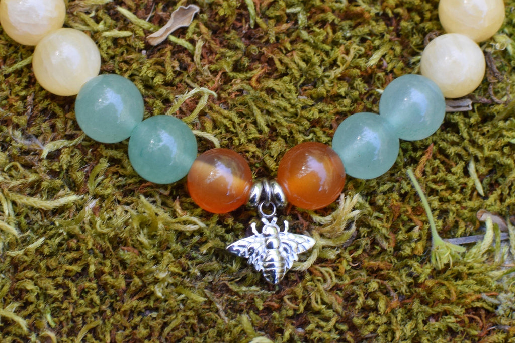 Bracelet d’intention - Ruche vivante (Aventurine, calcite orange & cornaline)