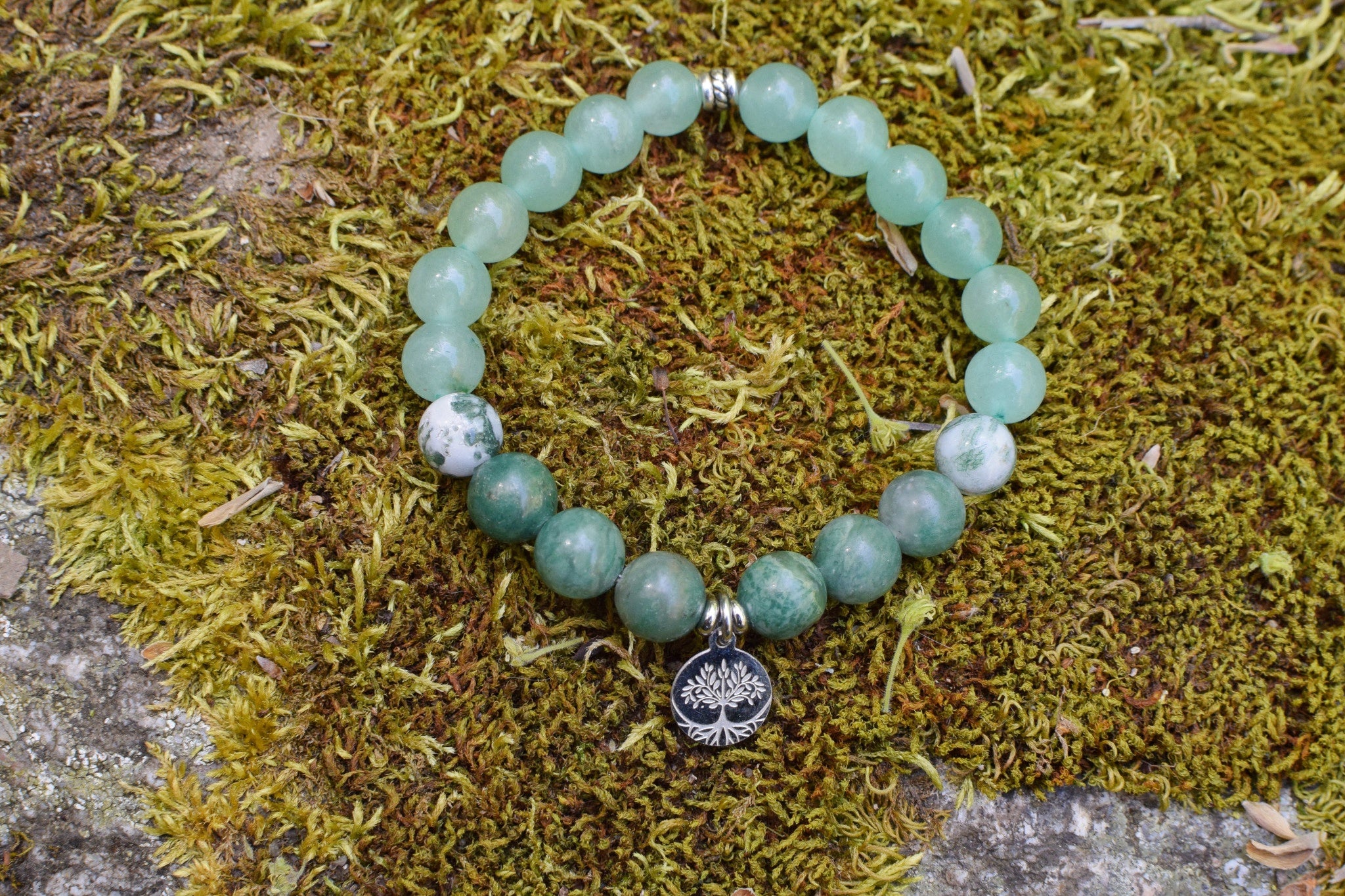 Bracelet d’intention - Vert profond (Budstone, agate arbre & aventurine verte)