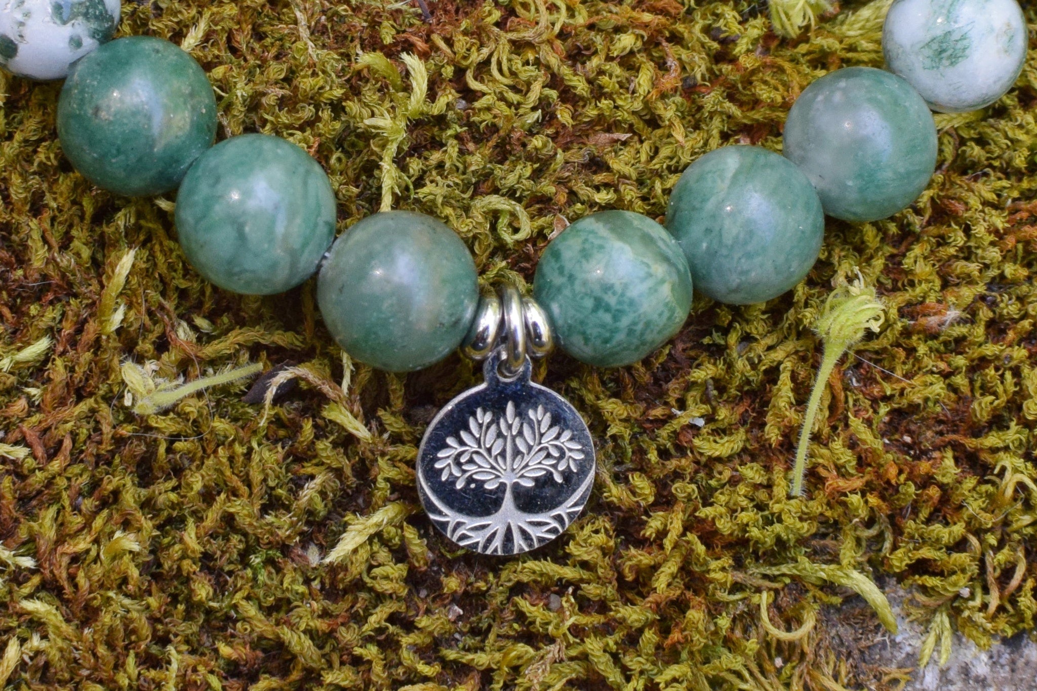 Bracelet d’intention - Vert profond (Budstone, agate arbre & aventurine verte)