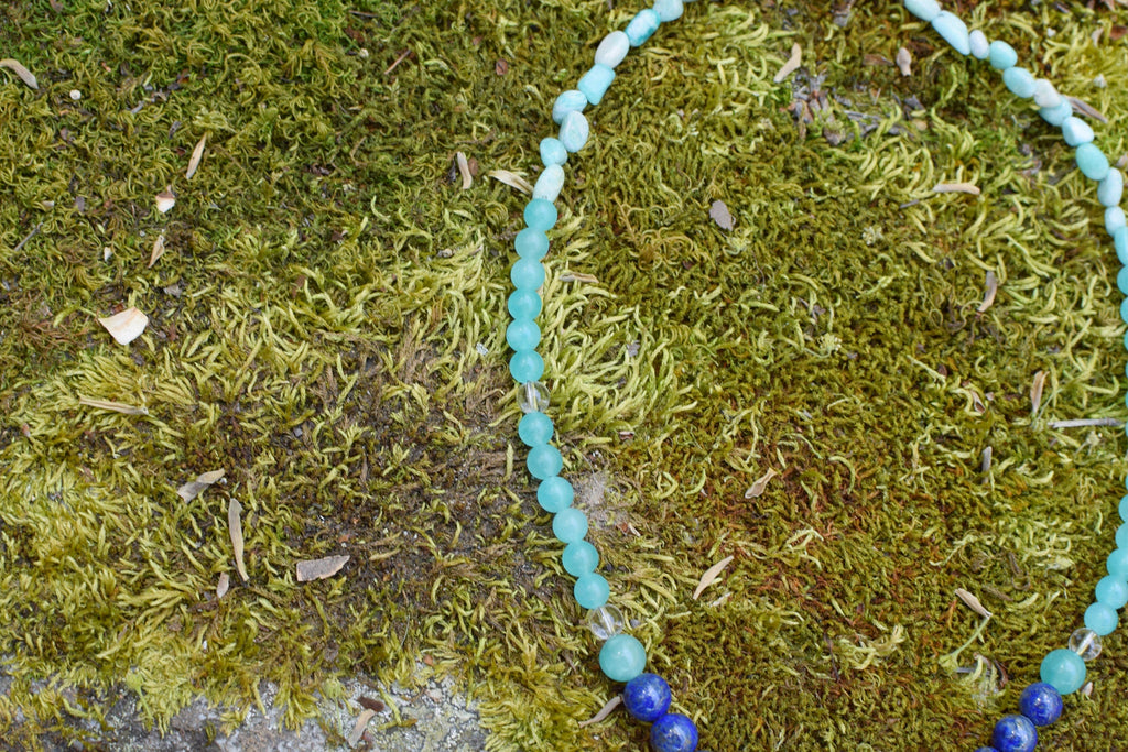 Collier d’intention - Monde intérieur (Lapis lazuli, amazonite & cristal de roche)