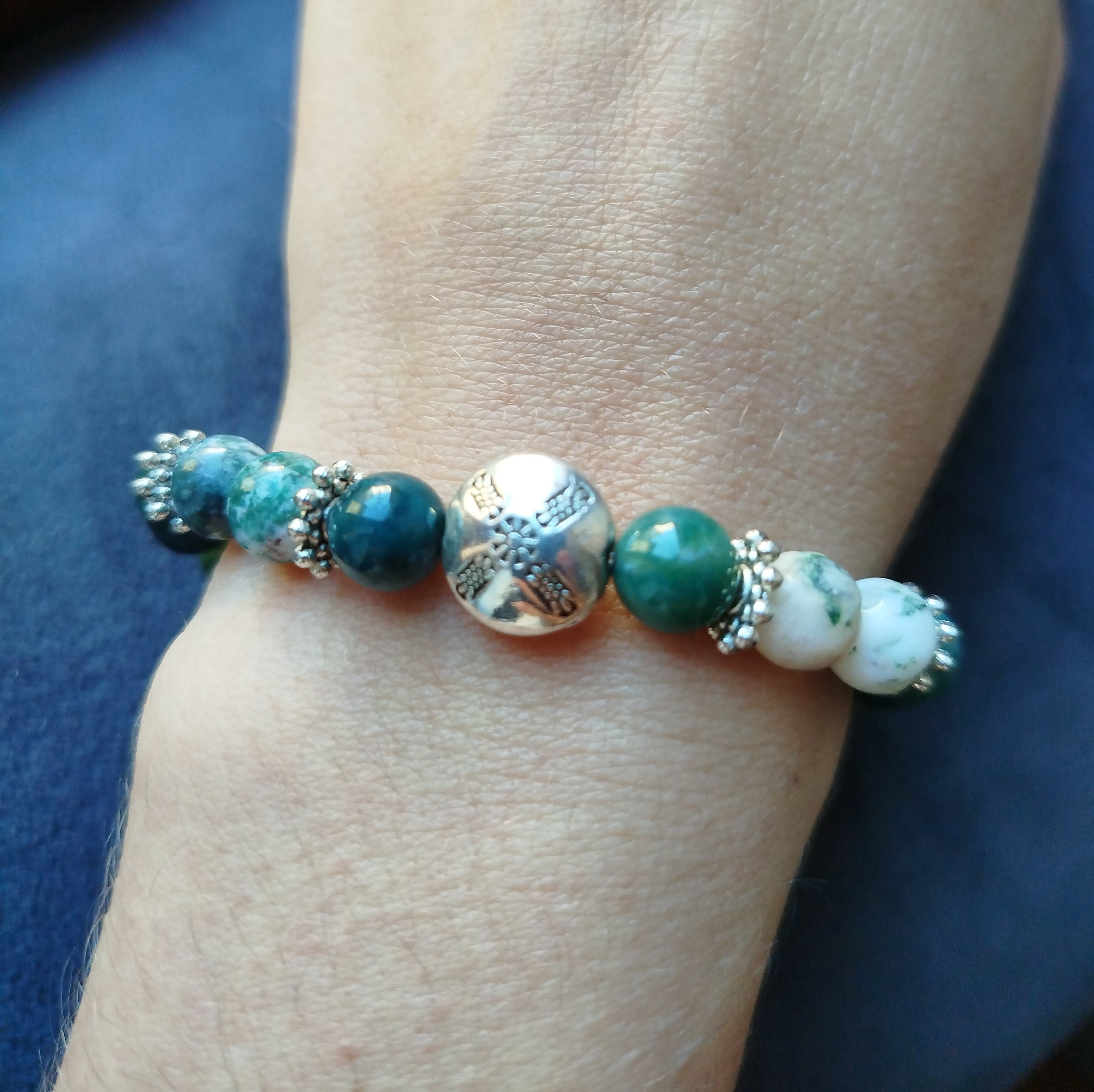 Bracelet d'intention - Souffle de forêt (Agate mousse & agate arbre)