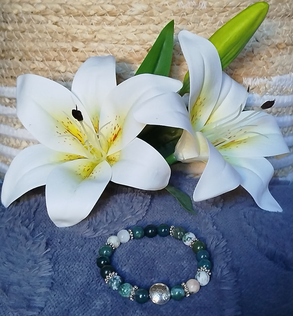 Bracelet d'intention - Souffle de forêt (Agate mousse & agate arbre)