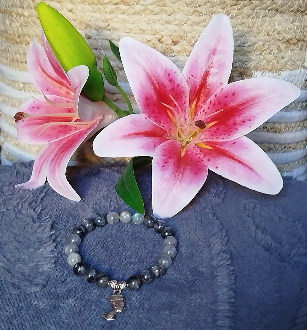 Bracelet d'intention - Souveraine intérieure (Labradorite & larvikite)