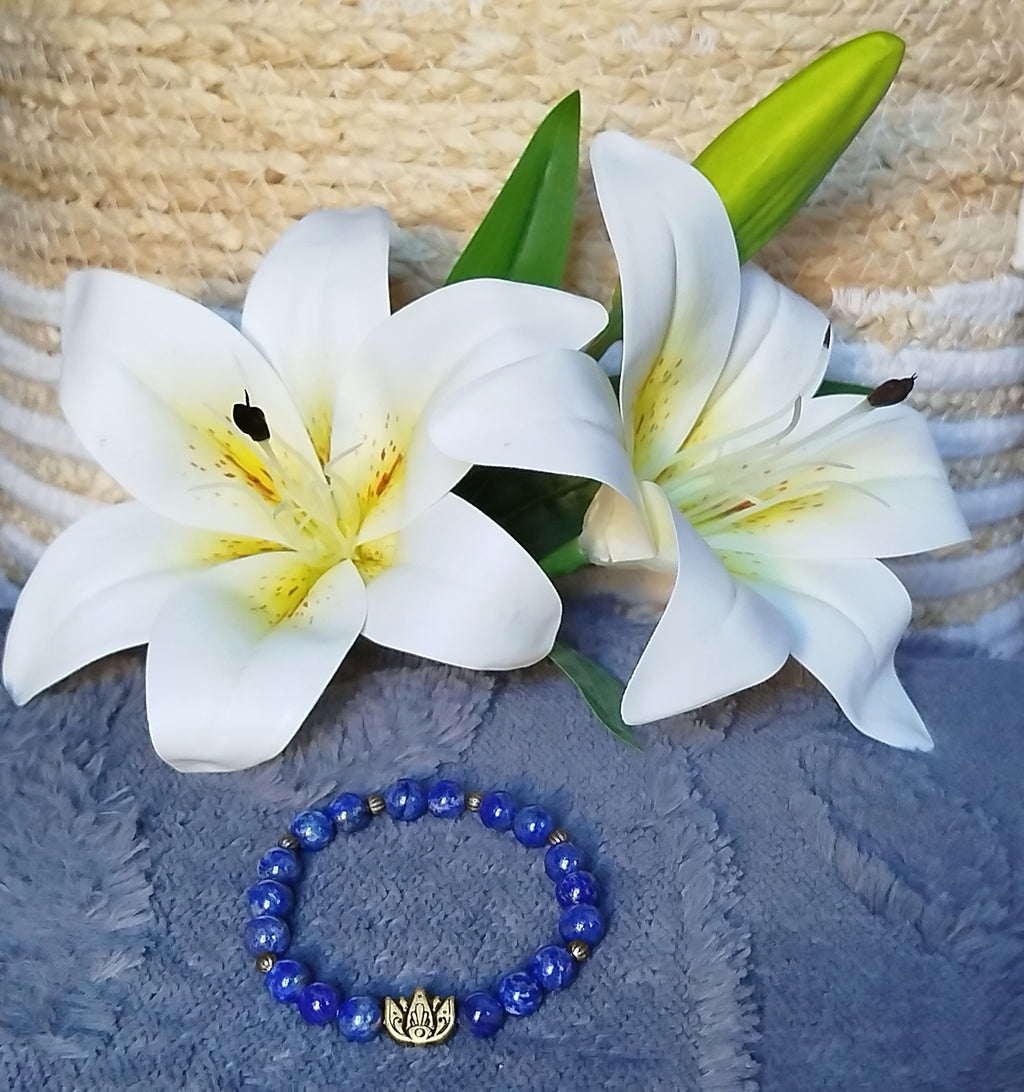 Bracelet d'intention - Lotus céleste (Lapis lazuli)