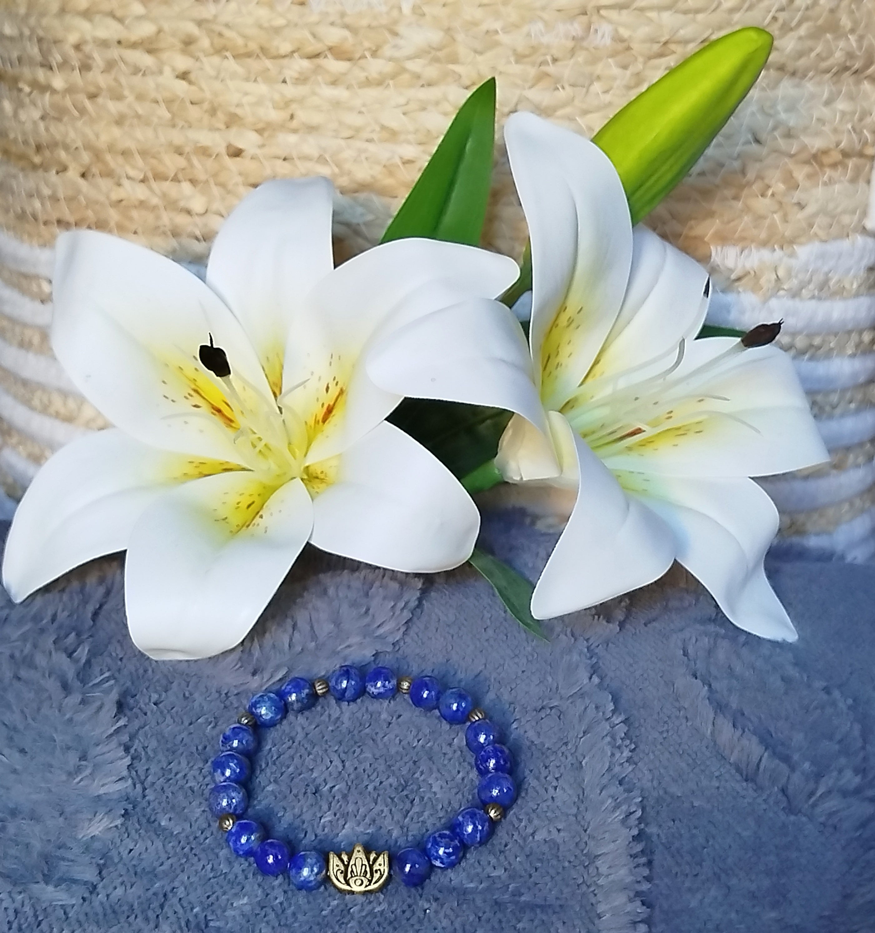 Bracelet d'intention - Lotus céleste (Lapis lazuli)
