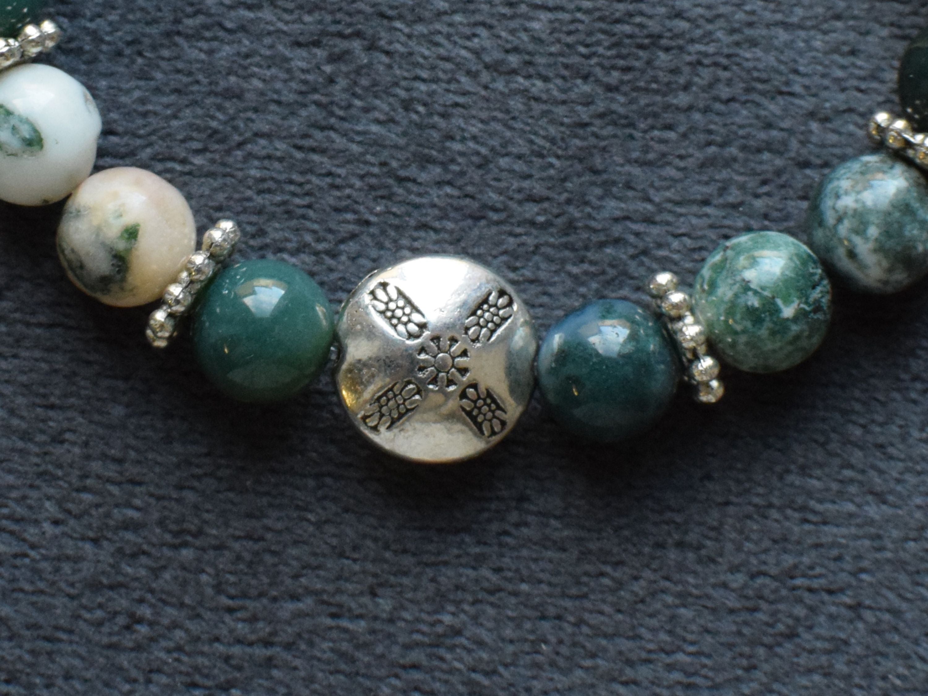 Bracelet d'intention - Souffle de forêt (Agate mousse & agate arbre)