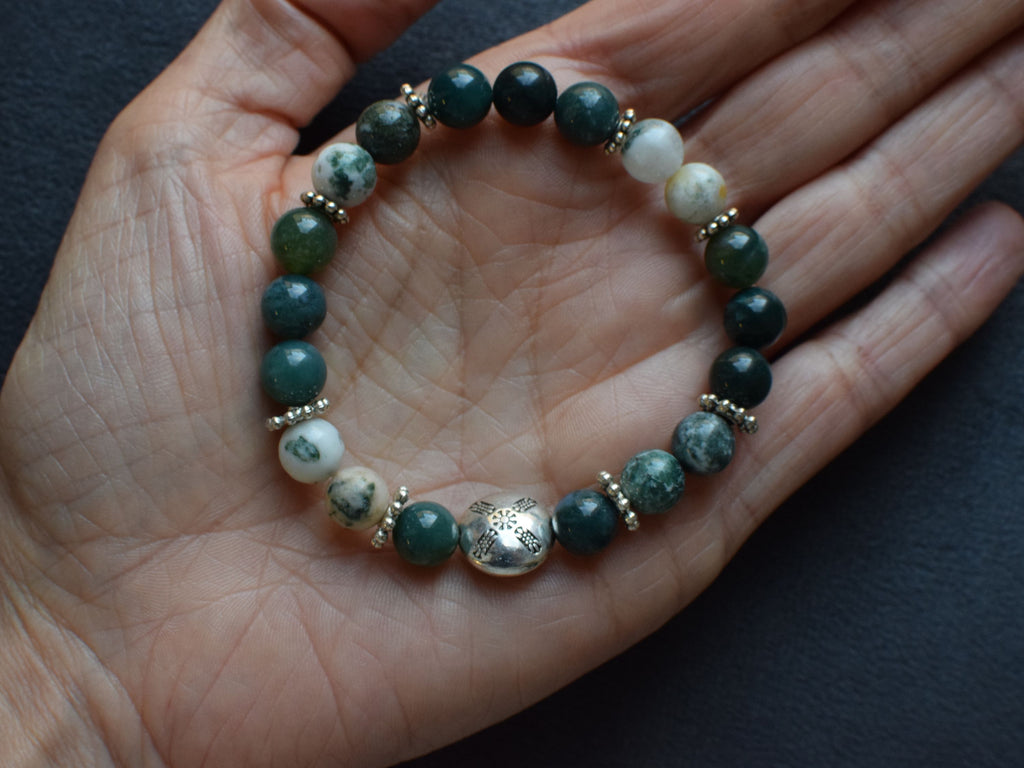 Bracelet d'intention - Souffle de forêt (Agate mousse & agate arbre)