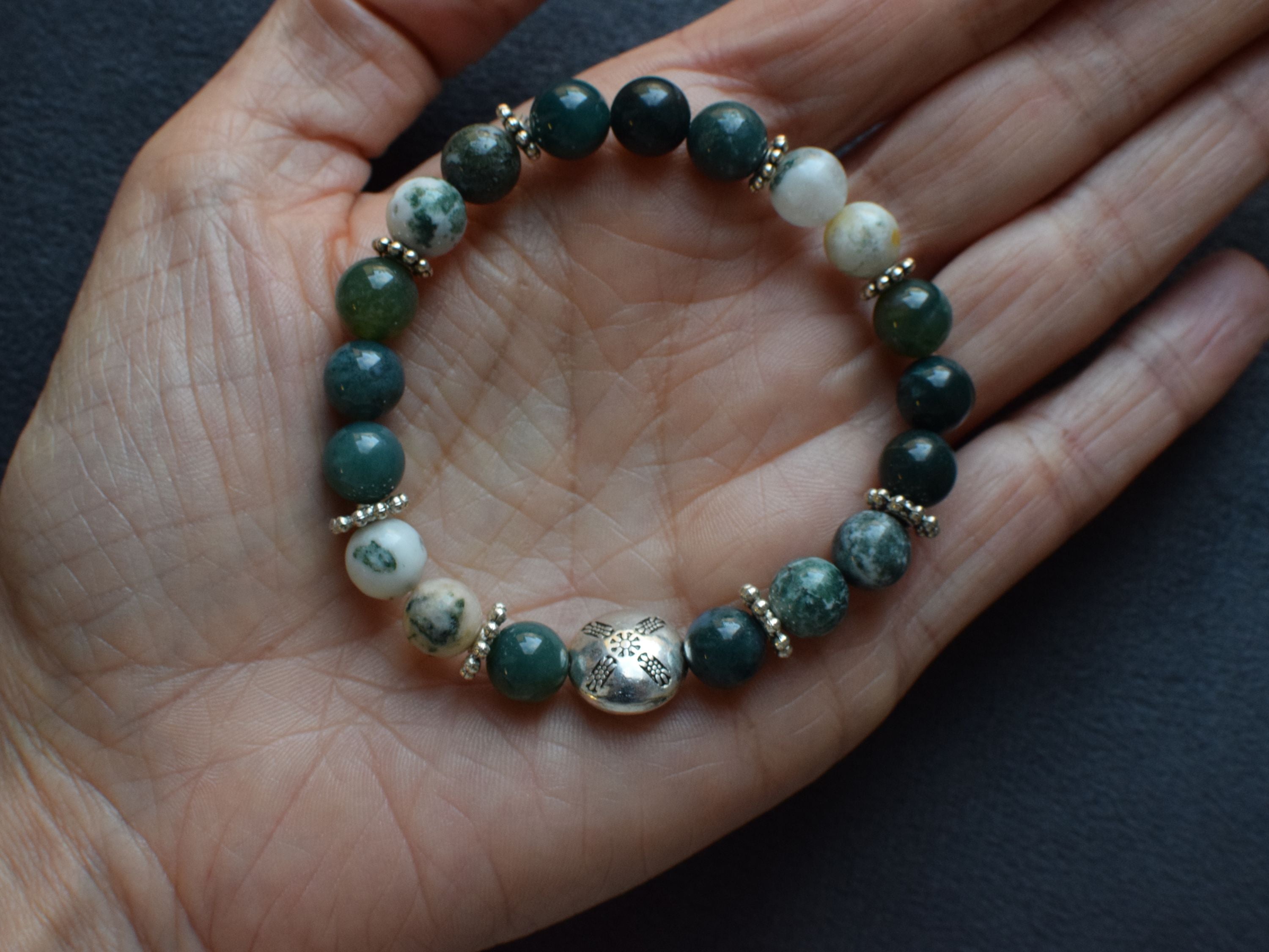 Bracelet d'intention - Souffle de forêt (Agate mousse & agate arbre)