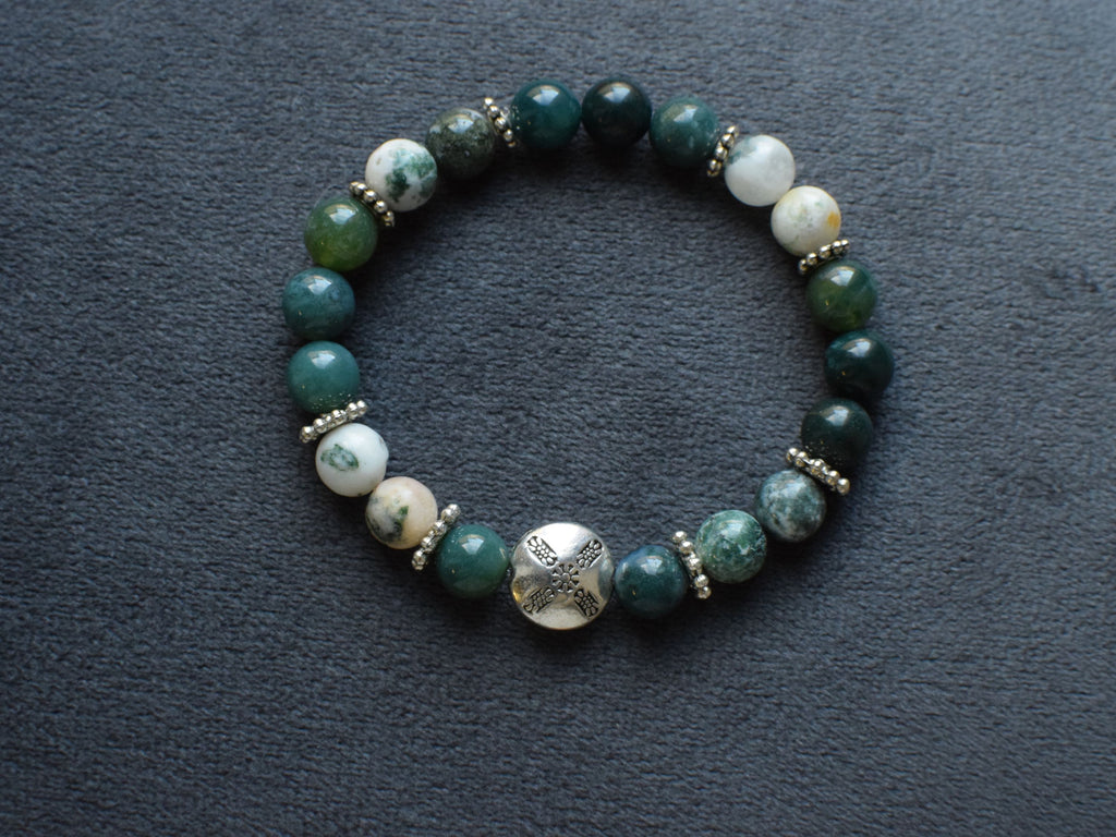 Bracelet d'intention - Souffle de forêt (Agate mousse & agate arbre)