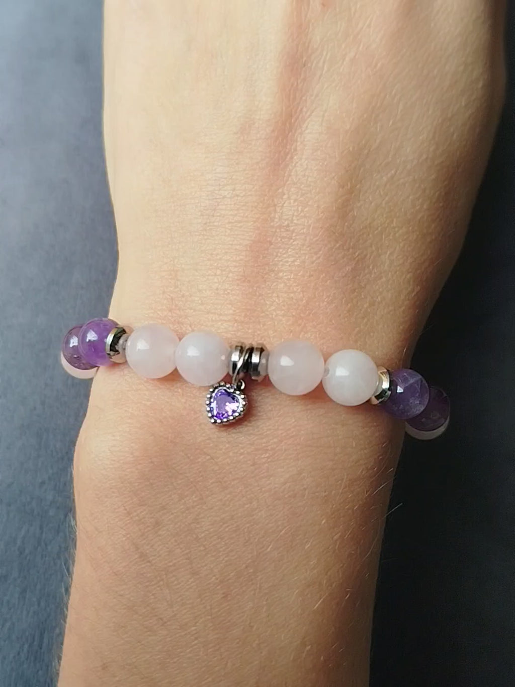 Bracelet d'intention - Eclat de tendresse (Quartz rose & Améthyste)