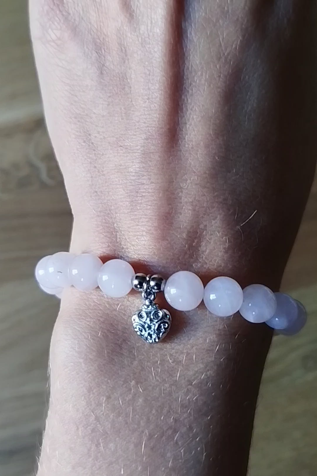 Bracelet d'intention - Cœur soyeux (Quartz rose)