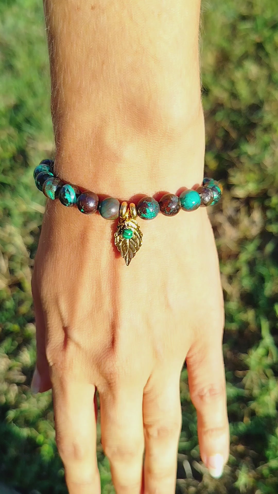 Bracelet d'intention – Mosaïque du Vivant (Chrysocolle et malachite)