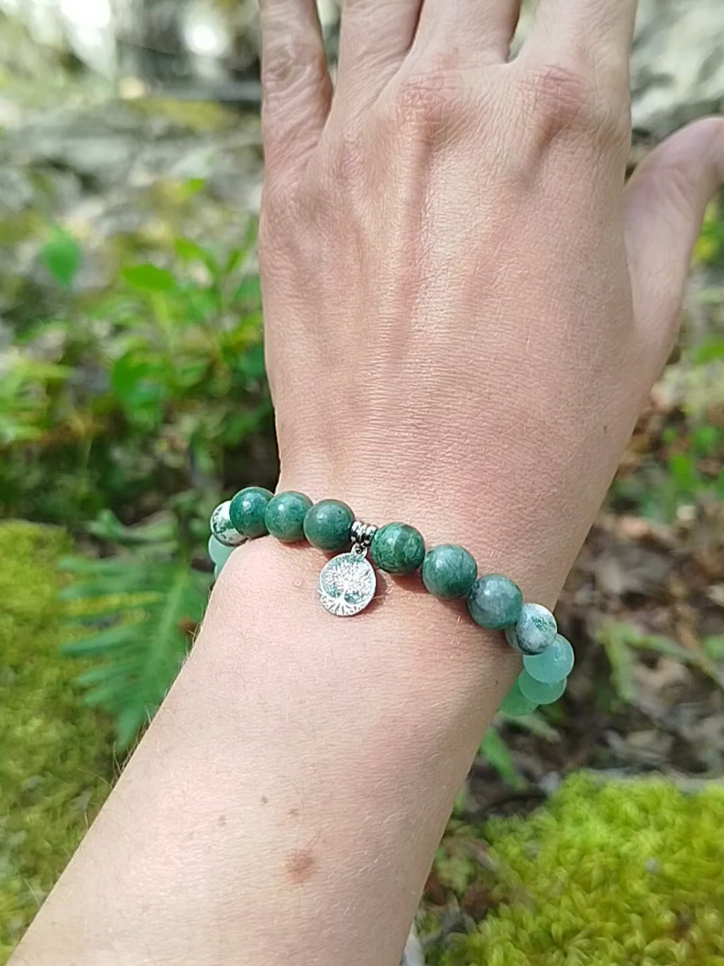 Bracelet d’intention - Vert profond (Budstone, agate arbre & aventurine verte)