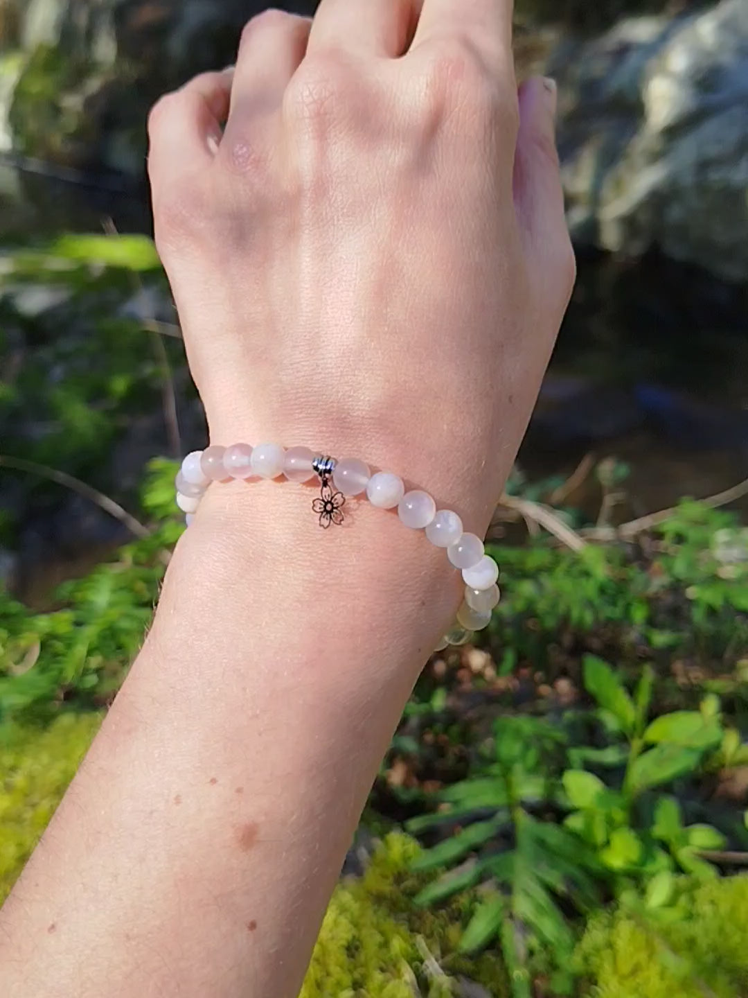 Bracelet d'intention - Éveil Sakura (Agate Fleur de Cerisier)