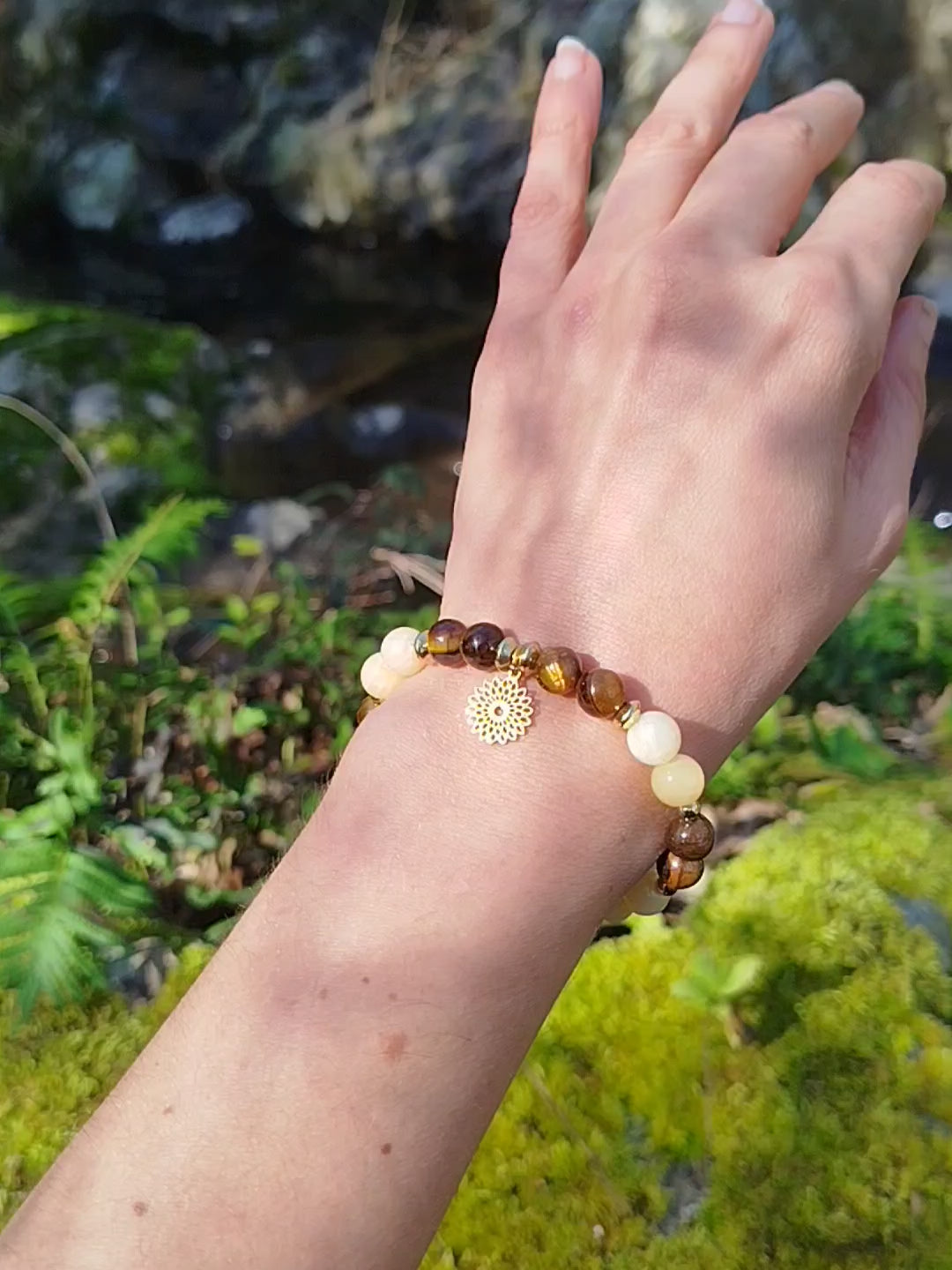 Bracelet d'intention - Equilibre solaire (Œil de tigre & Calcite orange)