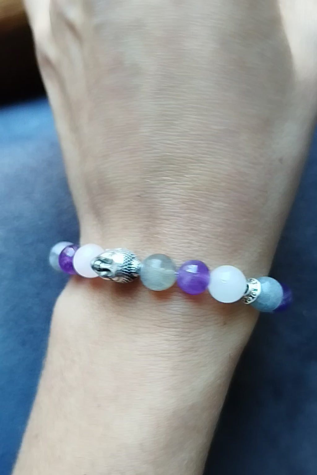 Bracelet d'intention - Sérénité sacrée (Labradorite, quartz rose, améthyste)