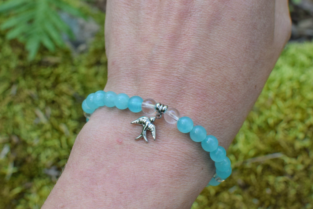 Bracelet d’intention - Libre envol (Amazonite & cristal de roche)