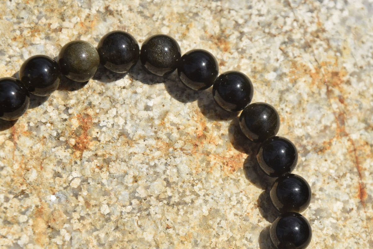 Bracelet d'intention – Soleil des cimes  (Obsidienne dorée et labradorite)