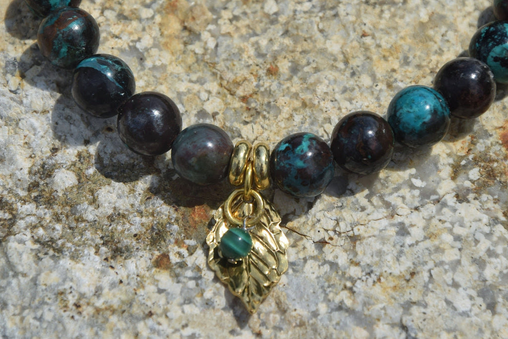 Bracelet d'intention – Mosaïque du Vivant (Chrysocolle et malachite)