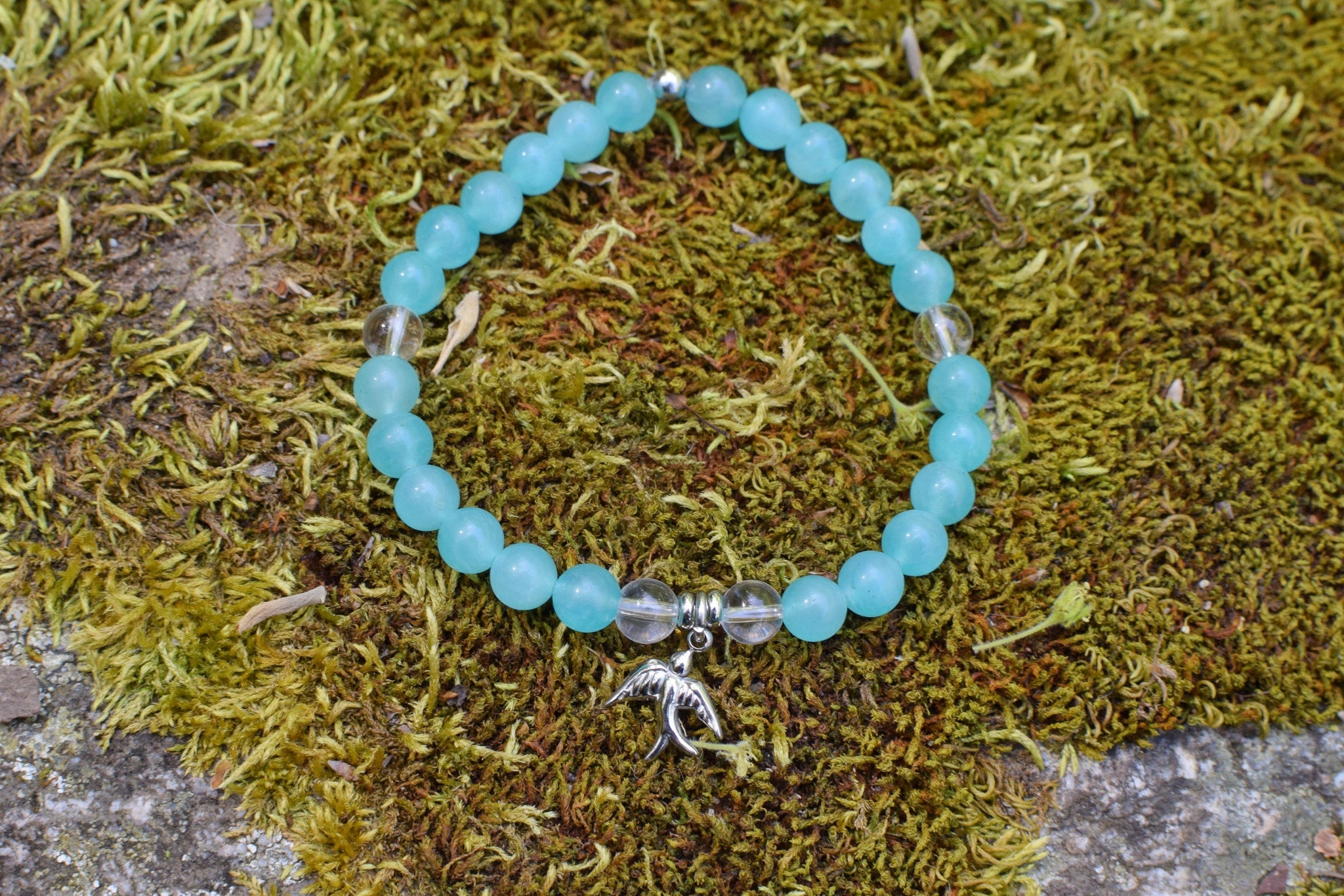 Bracelet d’intention - Libre envol (Amazonite & cristal de roche)