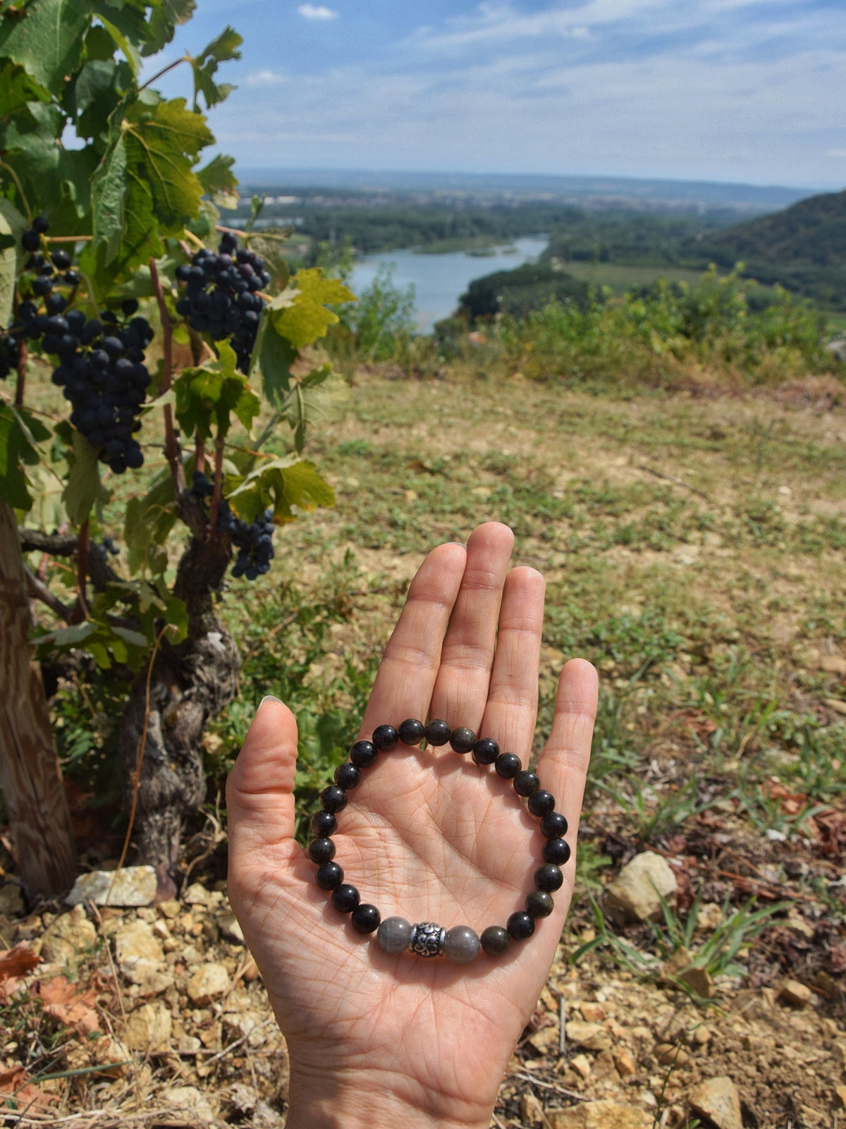 Bracelet d'intention – Soleil des cimes  (Obsidienne dorée et labradorite)